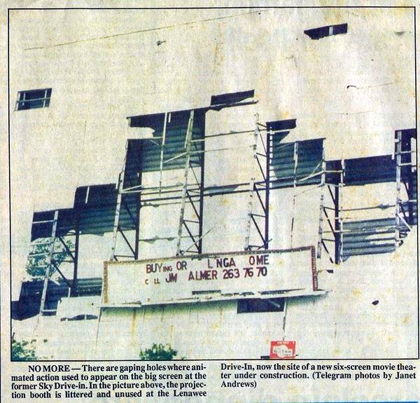 Sky Drive-In Theatre - 1990 Article From Dennis Gibbs